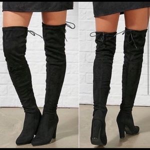 Over the knees thigh high black suede boots size 8